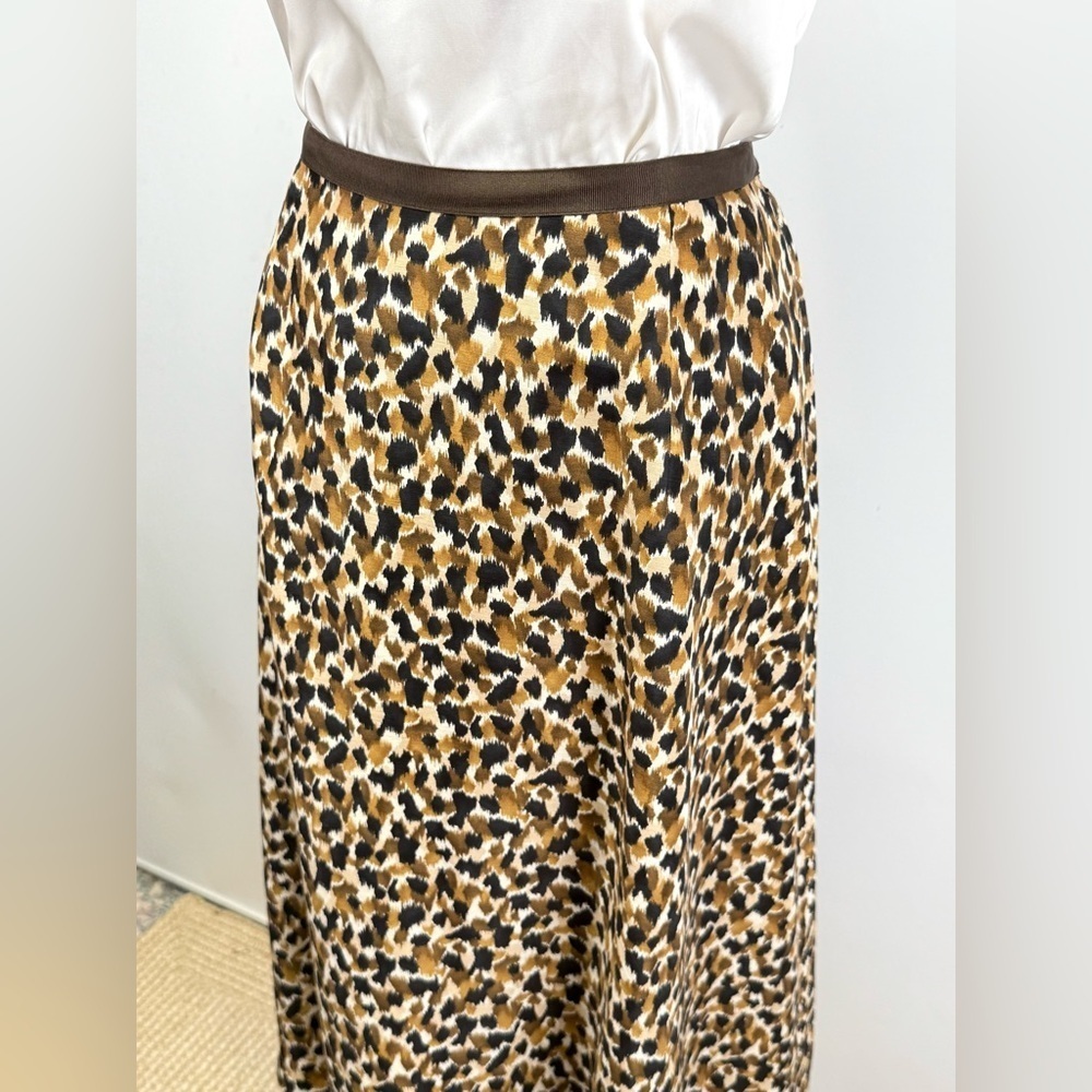 TALBOTS Brown, black & Tan A-Line animal print midi skirt size 16W - Picture 4 of 13